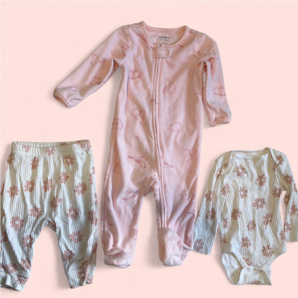 Cloud Island Light Pink Baby Footie One Piece